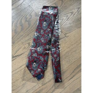 Vtg Mickey Mouse Paisley Tie Venus Handmade Red 61" Disney Disneyana